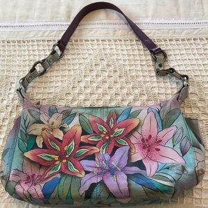 Vintage painted leather Anuschka shoulder purse